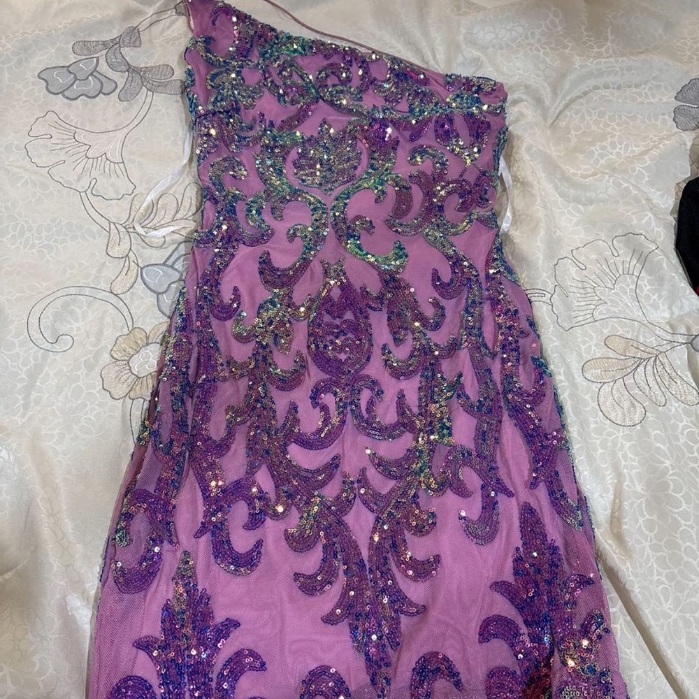 Windsor Purple and Pink One-Shoulder Dress